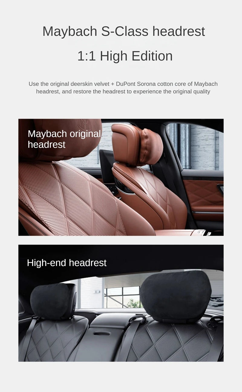 Memory Foam Car Neck Pillow - Suede Headrest Support Cushion