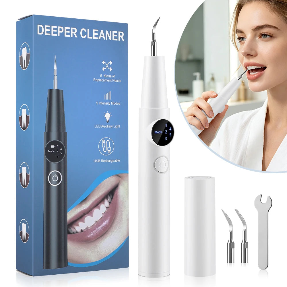 Ultrasonic Teeth Cleaner - Electric Tartar & Plaque Remover for Oral Care