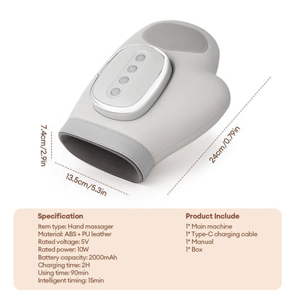 Electric Hand Massager with Heat & Air Compression - Cordless Finger Relief