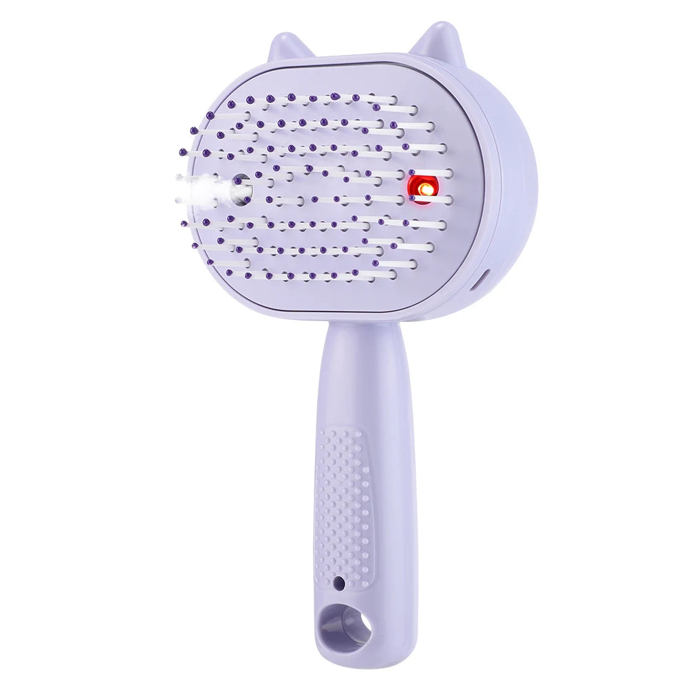 Electric Mist Spray Scalp Massager & Detangling Hair Brush with LED Light