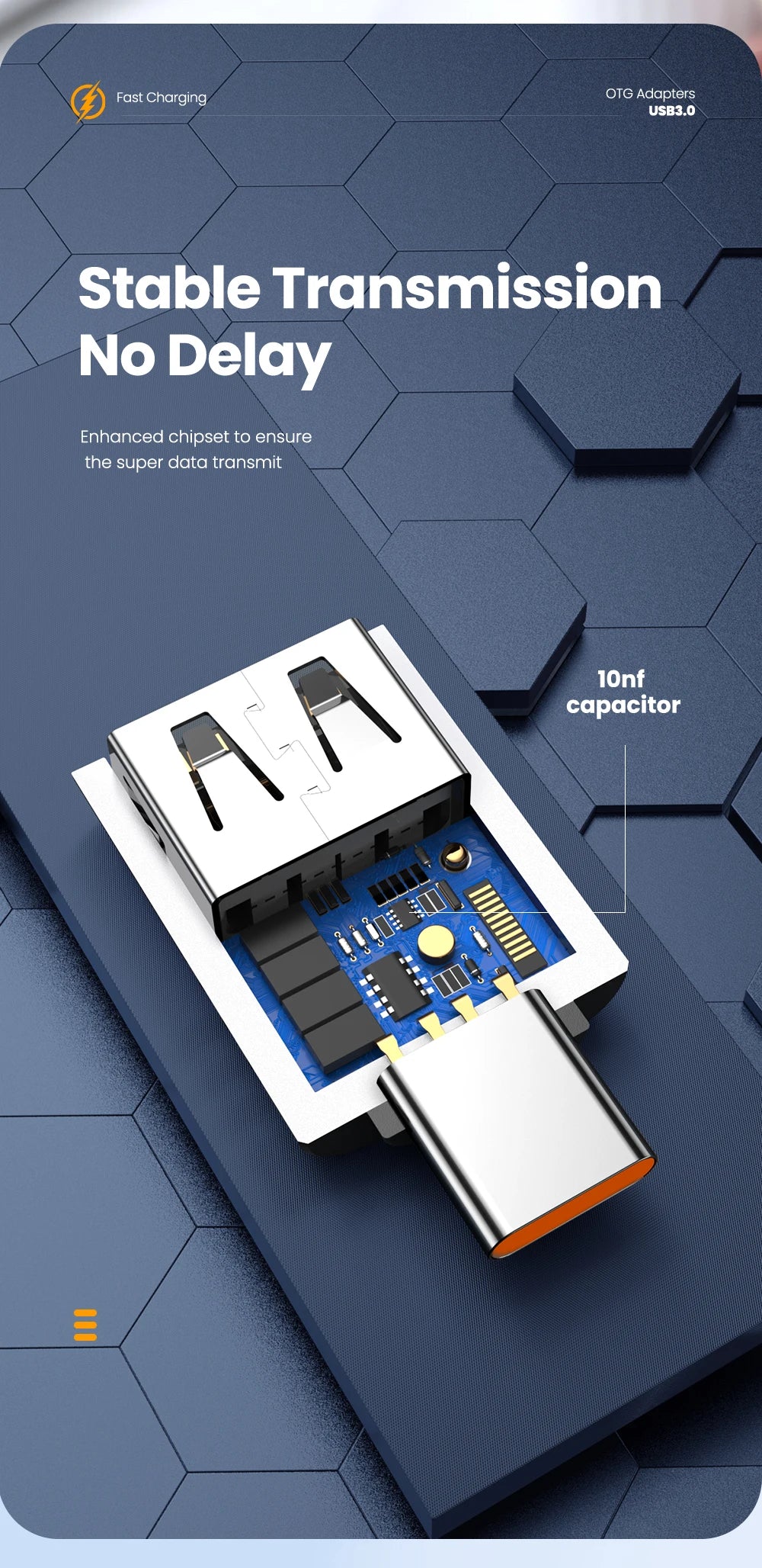 USB 3.0 to USB-C Adapter - Fast Charging & High-Speed Data Transfer OTG