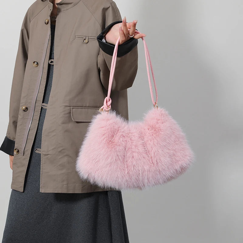 Luxury Plush Winter Bucket Bag