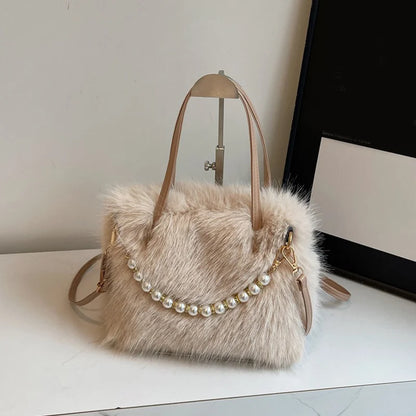 Luxury Plush Pearl Handbag