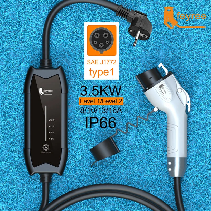 Portable EV Charger 3.5KW Level 2 Electric Vehicle Charging Cable 16A - 2