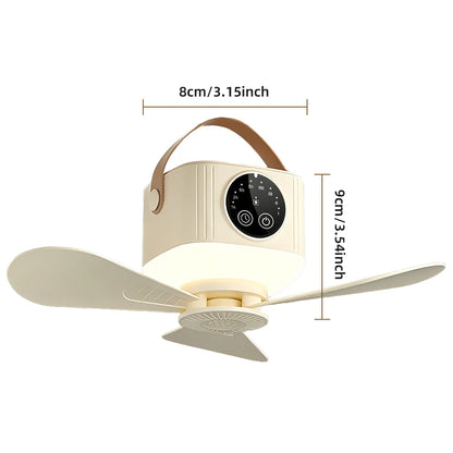 Portable Rechargeable Ceiling Fan with LED Light & Remote Control