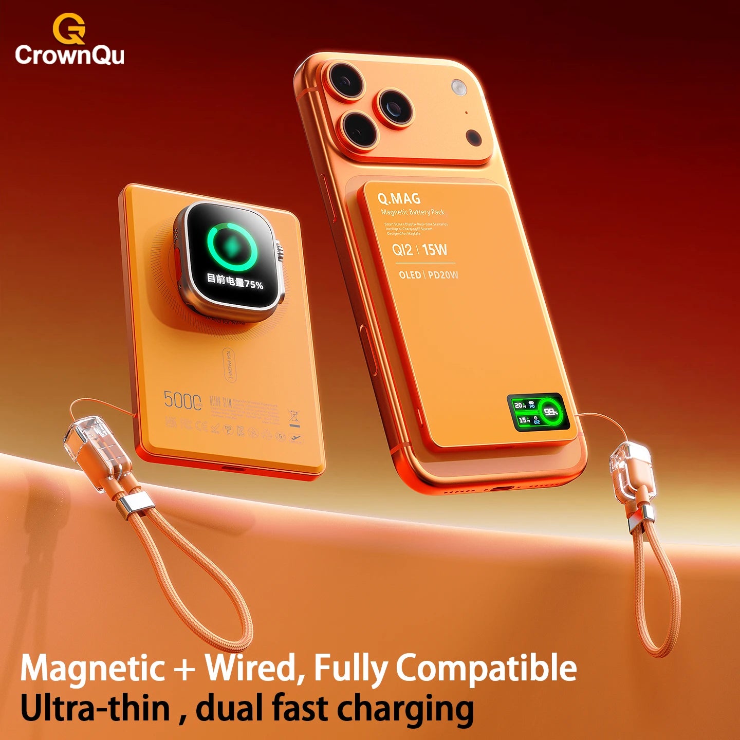 Magnetic 3-in-1 Wireless Power Bank 10000mAh Fast Charging for iPhone - 7