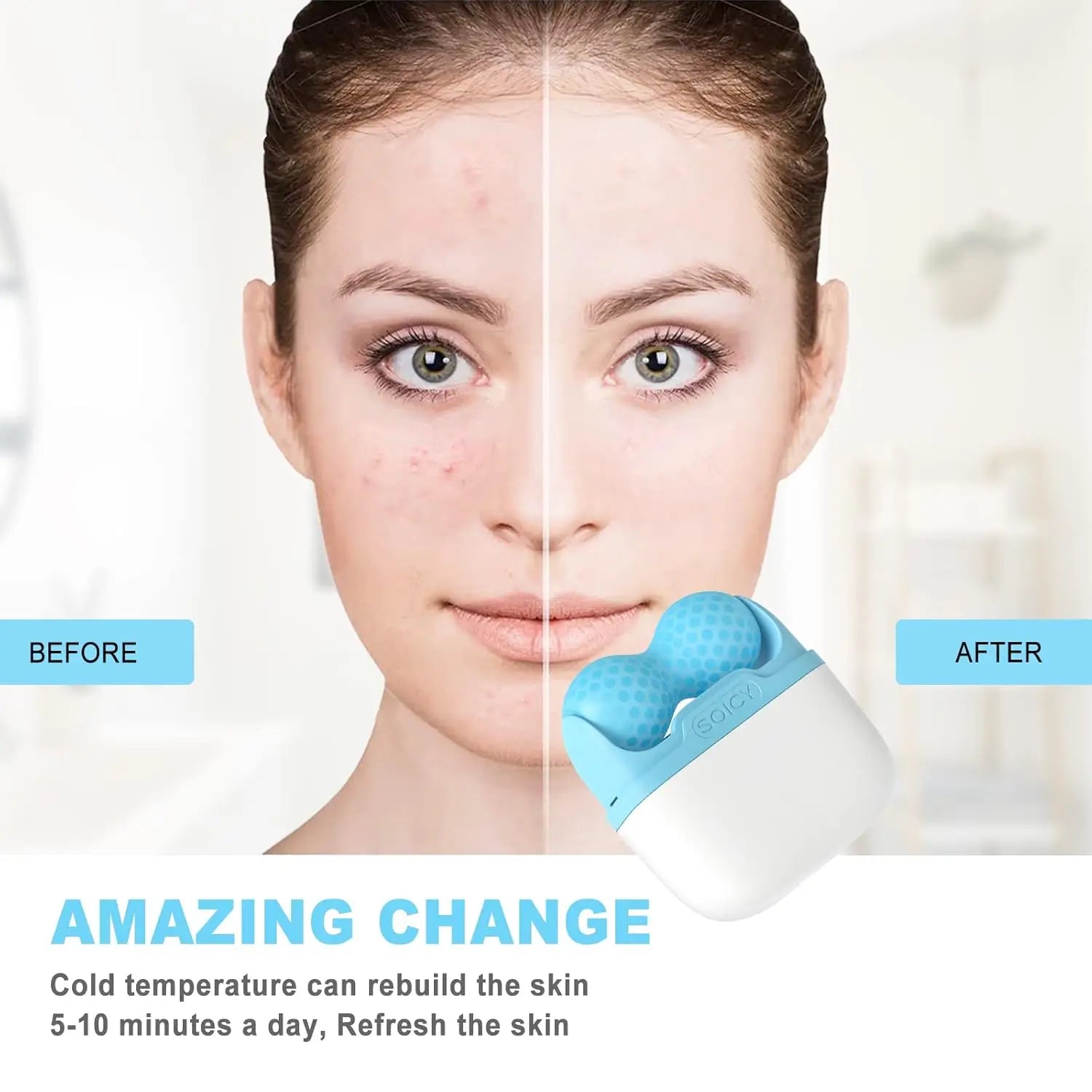 2-in-1 Facial & Body Ice Roller for Skin Tightening and Depuffing Massage - 12