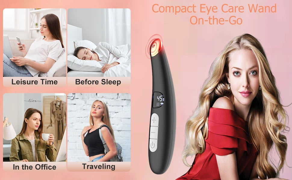 3-in-1 LED Eye Lift Wand: Heated Vibration Massager for Dark Circles & Puffiness
