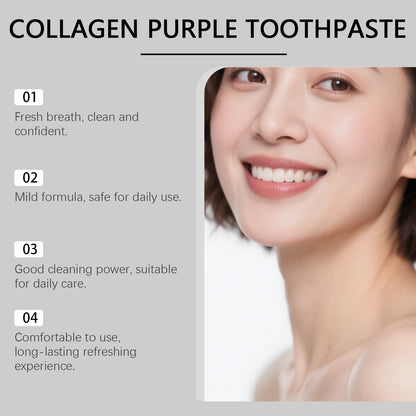 Collagen Purple Toothpaste for Teeth Whitening, Deep Cleaning & Fresh Breath