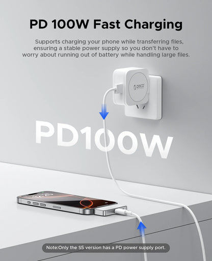 ORICO Mini Portable SSD 256GB - PD 100W Fast Charging for iPhone & Mac