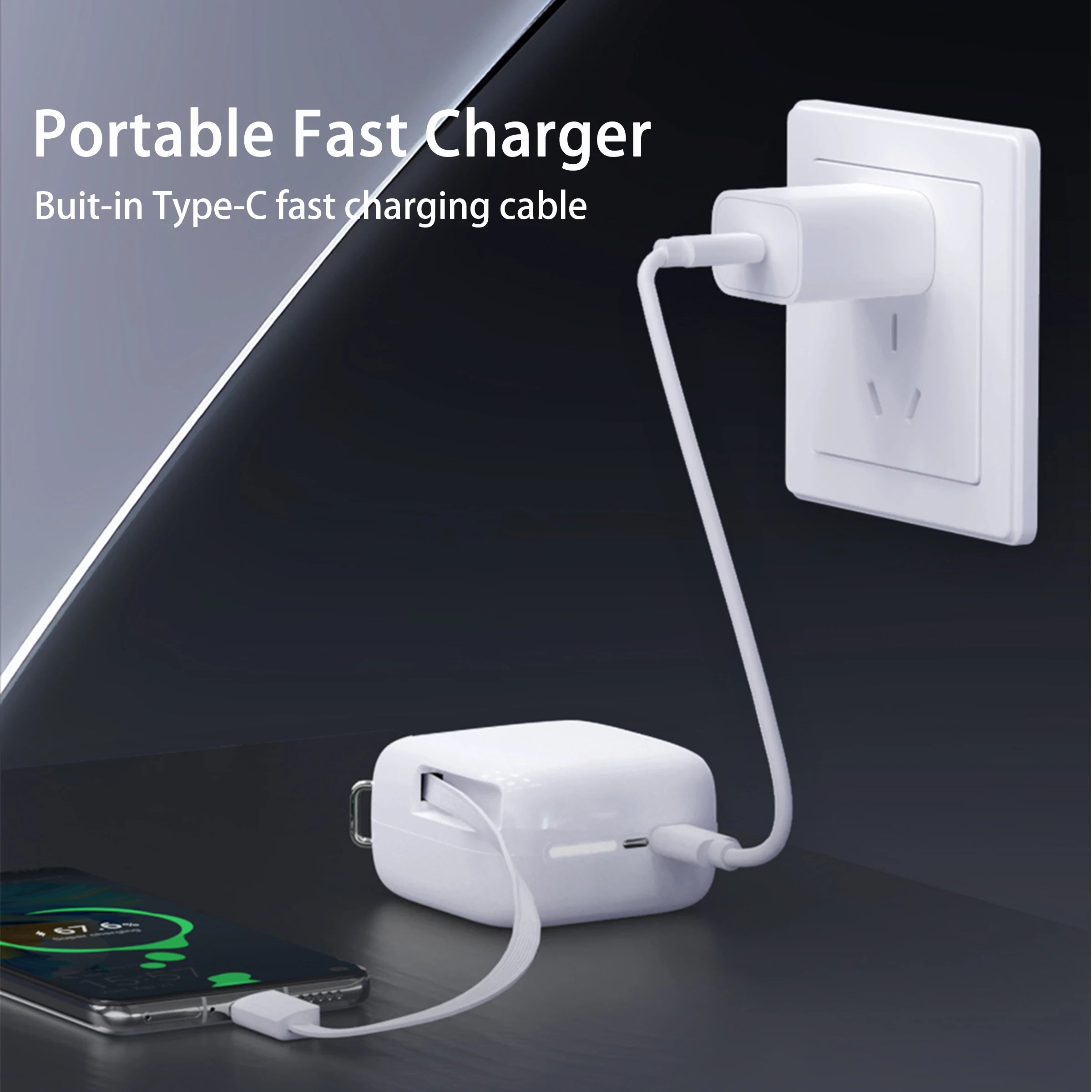 40W Fast Charging 10000mAh Power Bank with Built-in Retractable Cable - 5
