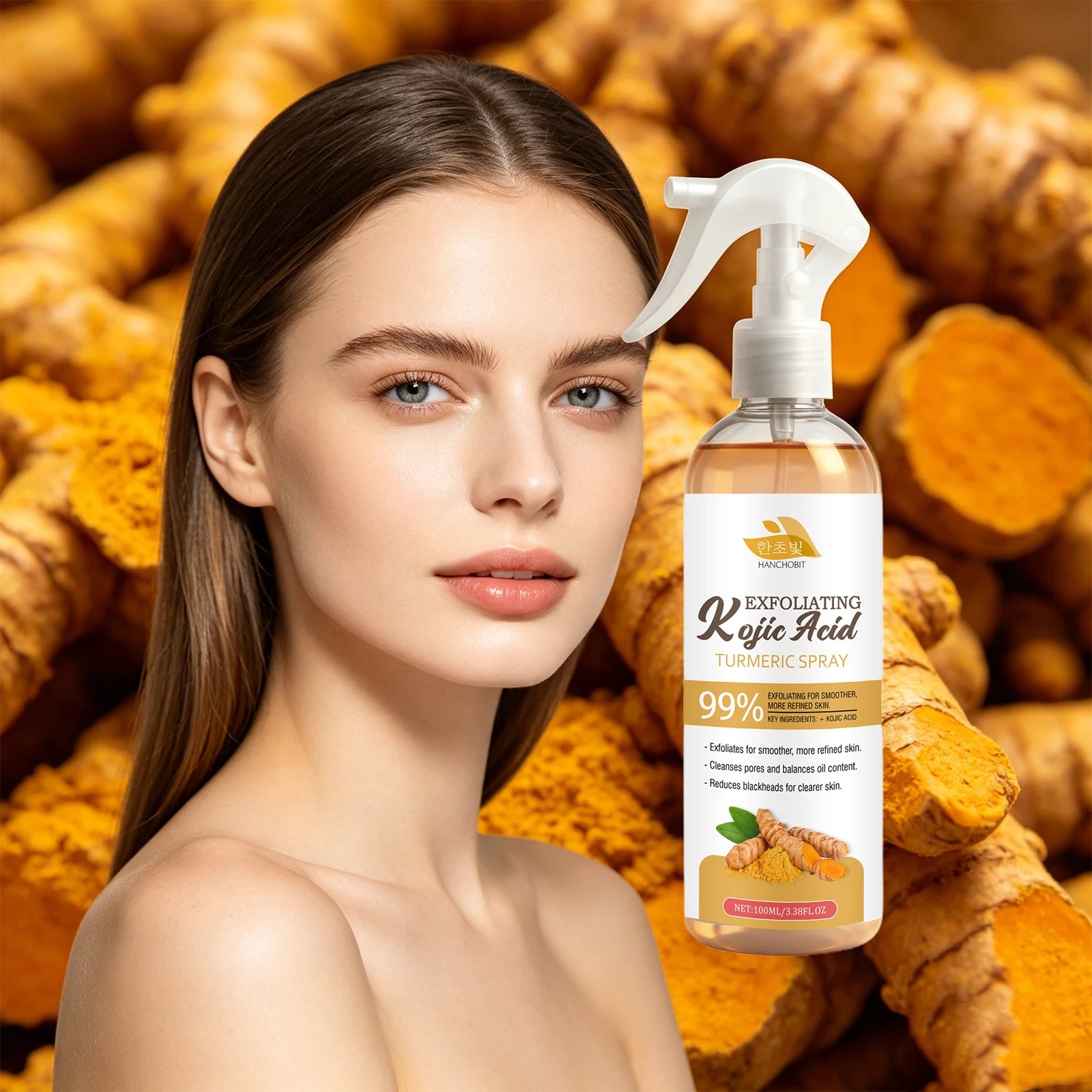 Kojic Acid Turmeric Exfoliating Facial Spray for Pore Cleansing & Brightening - 3