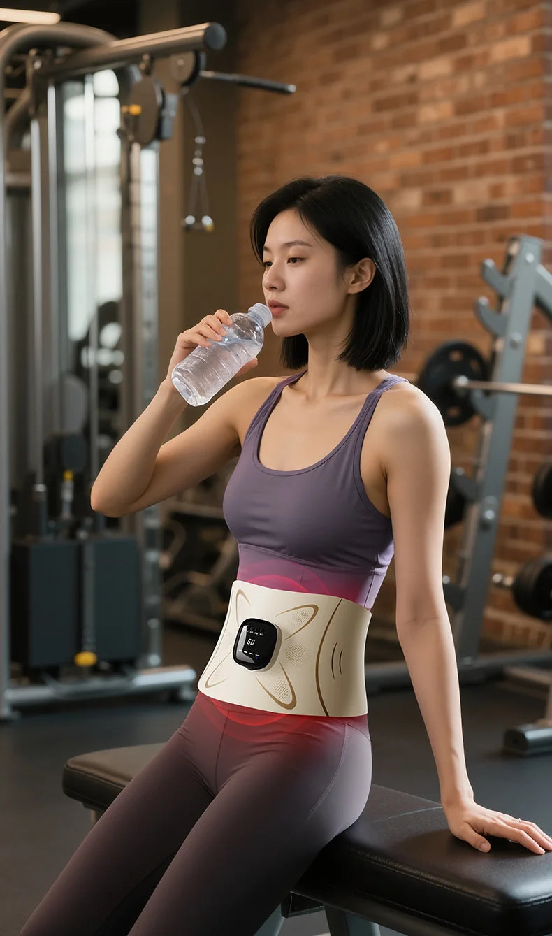 Electric Pulse Waist & Abdominal Massager with Heat & Toning Support