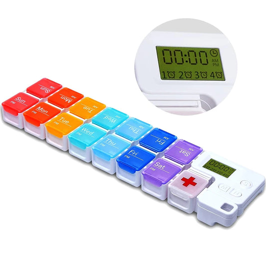 7-Day Weekly Pill Organizer with Electronic Alarm Reminder