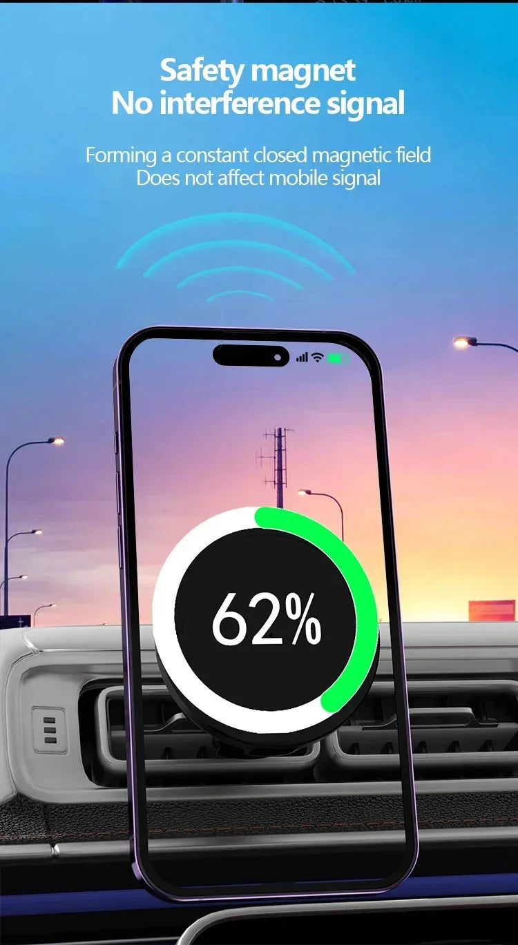 30W Magnetic Fast Wireless Car Charger Holder for iPhone 12-16 Series