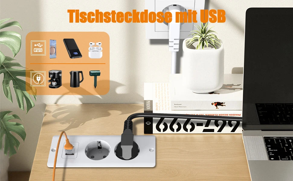 German Standard Dual Socket with PD 20W USB-C & 2.4A USB Fast Charging - 15