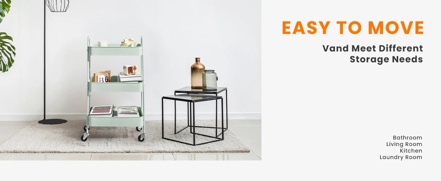 3-Tier Rolling Storage Utility Cart with Lockable Wheels for Home - 7
