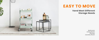 3-Tier Rolling Storage Utility Cart with Lockable Wheels for Home