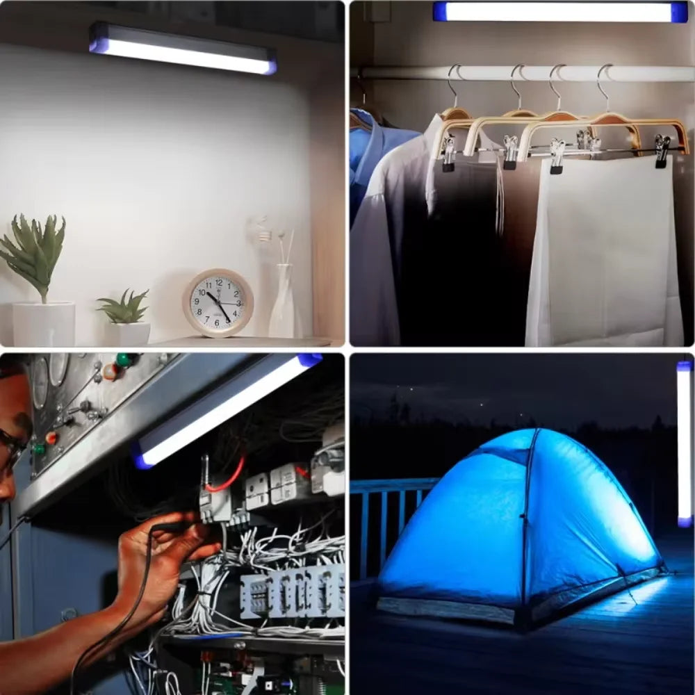 Rechargeable LED Tube Light - Magnetic Portable Bar Lamp for Camping & Emergency