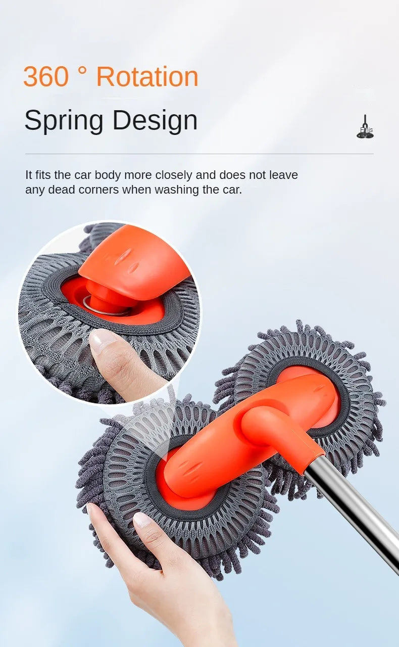 360° Rotating Double Head Car Wash Mop with Telescopic Handle