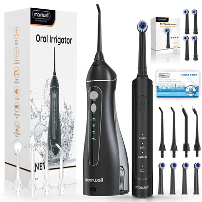 Electric Water Flosser and Sonic Toothbrush Set for Deep Teeth Cleaning & Gum Care