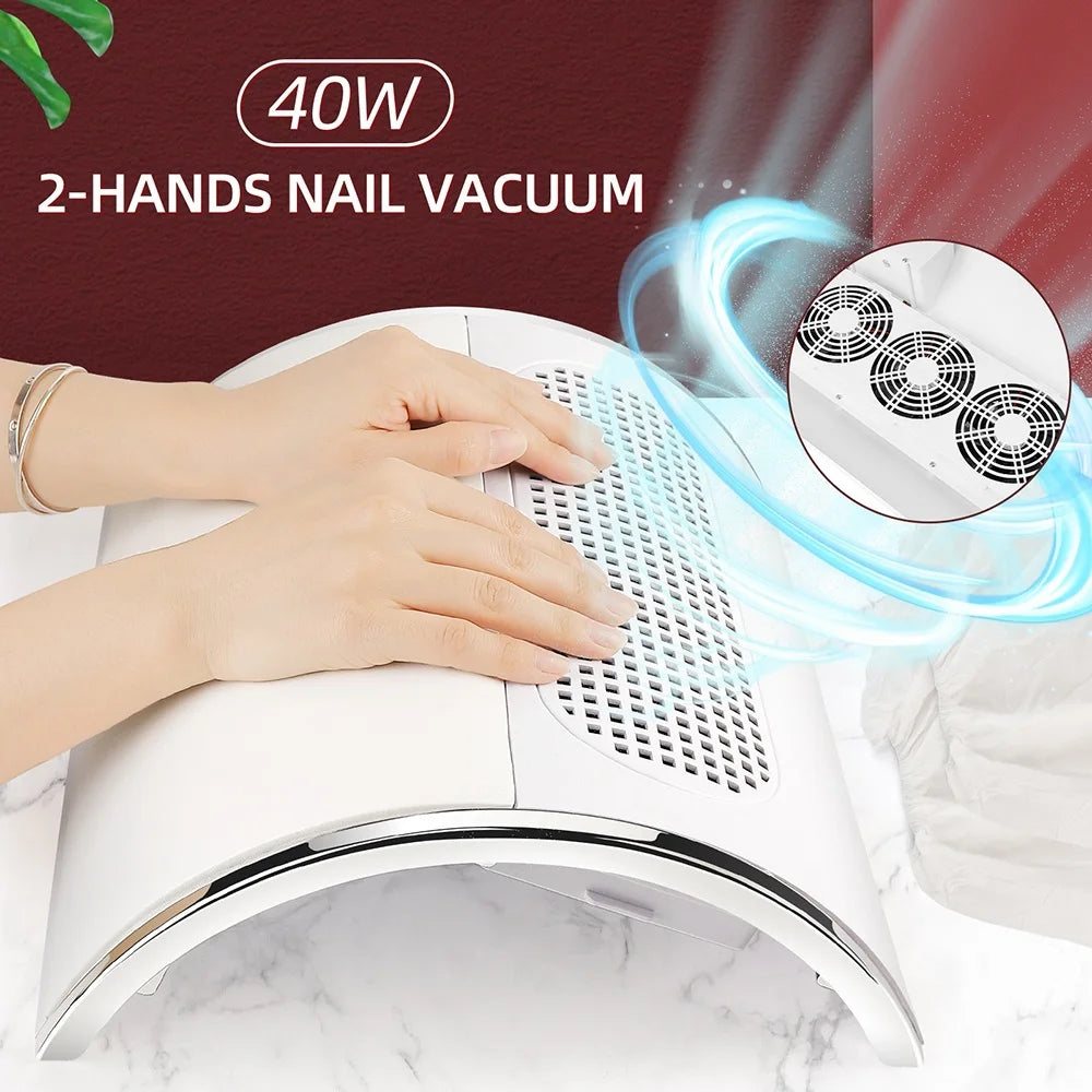 3-Fan Nail Dust Collector - 40W Professional Manicure Vacuum - 1