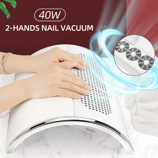 3-Fan Nail Dust Collector - 40W Professional Manicure Vacuum