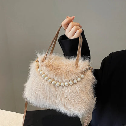 Luxury Plush Pearl Handbag