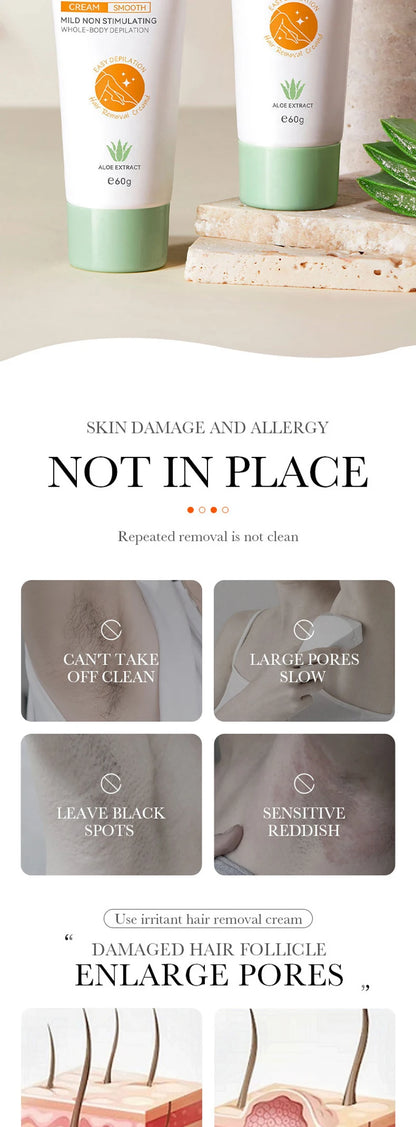 Painless Aloe Vera Hair Removal Cream for Smooth Skin