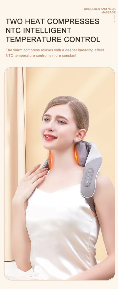 Wireless 6D Deep Tissue Neck & Shoulder Kneading Massager with Heat