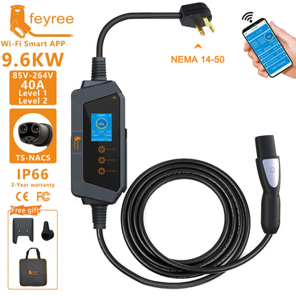 Portable EV Charger for Tesla & NACS - Smart APP Control & Fast Charging