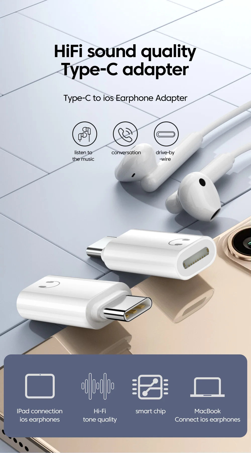 Lightning to USB-C Audio Adapter for iPhone 15 & 16 – Wired Earphone Converter - 7
