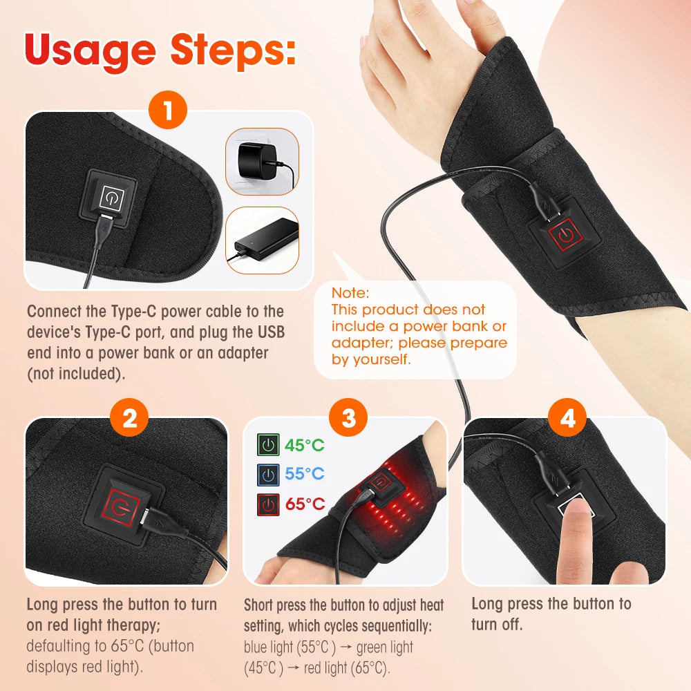 3-in-1 Red Light Therapy Wrap with Heating for Ankle, Wrist, and Foot Pain Relief