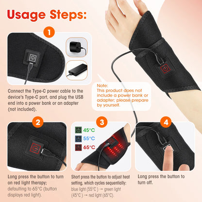 3-in-1 Red Light Therapy Wrap with Heating for Ankle, Wrist, and Foot Pain Relief