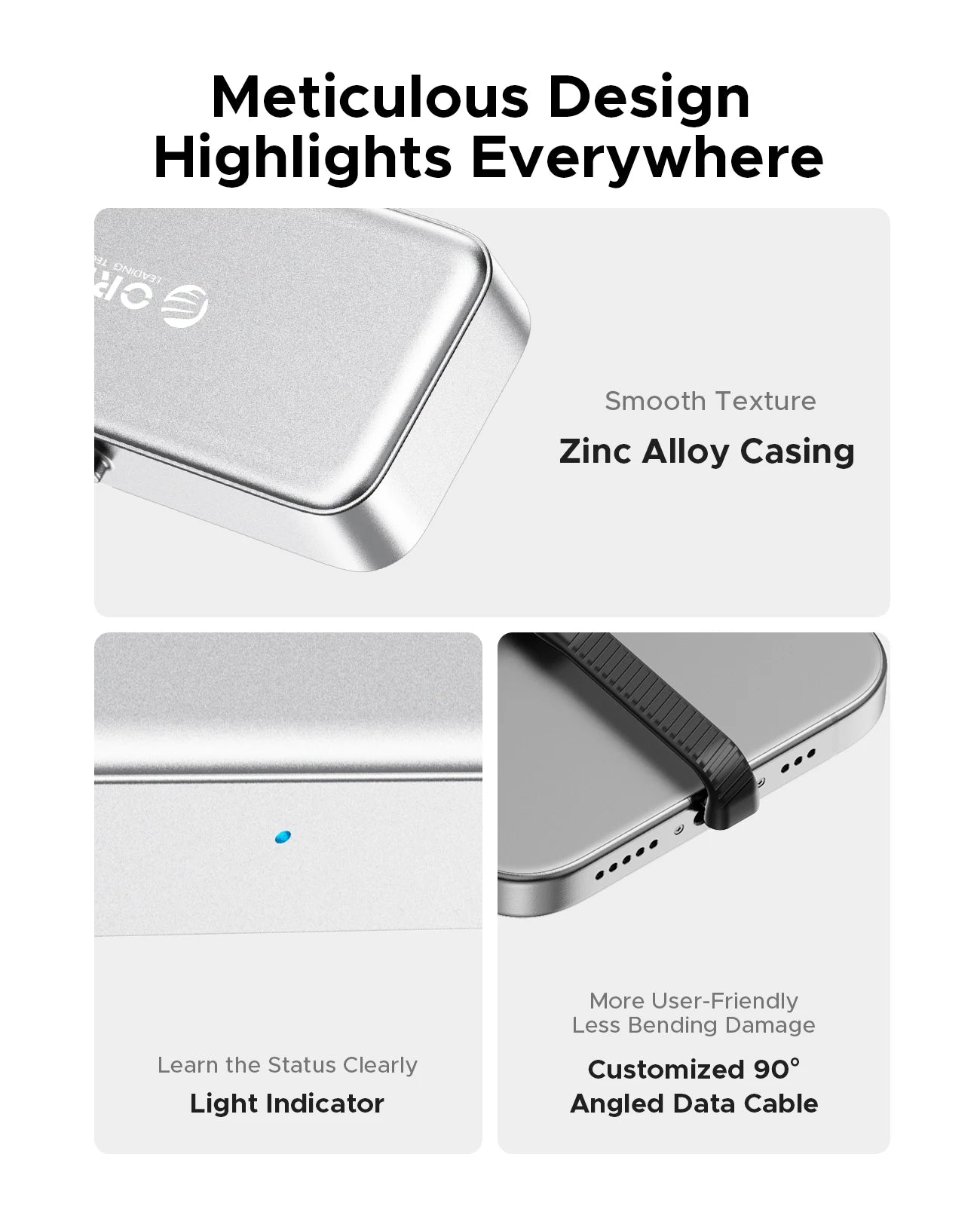 ORICO Mini Portable SSD 256GB - PD 100W Fast Charging for iPhone & Mac