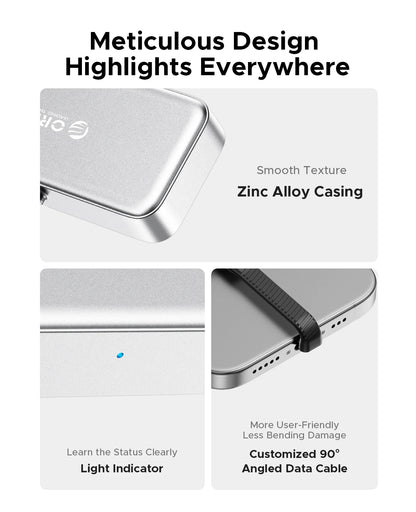 ORICO Mini Portable SSD 256GB - PD 100W Fast Charging for iPhone & Mac