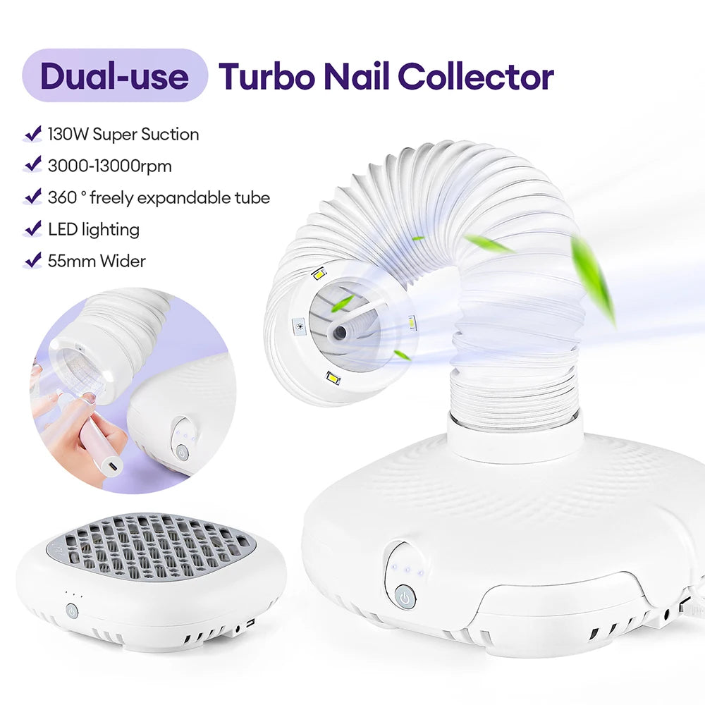 2-in-1 Brushless Nail Dust Collector Vacuum with LED Tube - 2