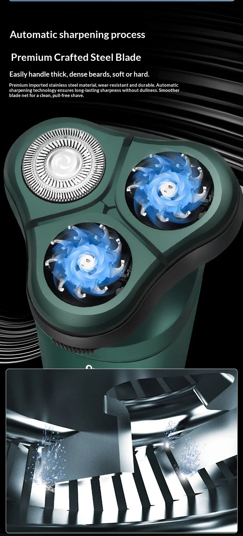 9D Floating Head Electric Shaver - Waterproof Rechargeable Razor