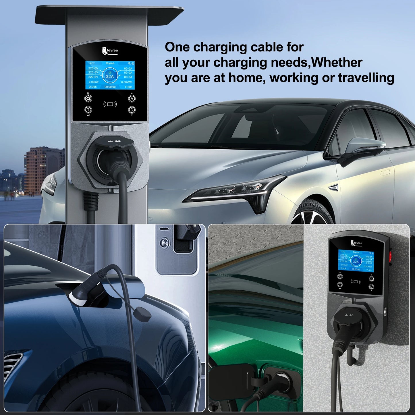 22KW Smart EV Wallbox Charger - WiFi App Control & Weatherproof EVSE