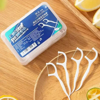 Portable Dental Floss Picks with Dispenser Case for Easy Oral Care