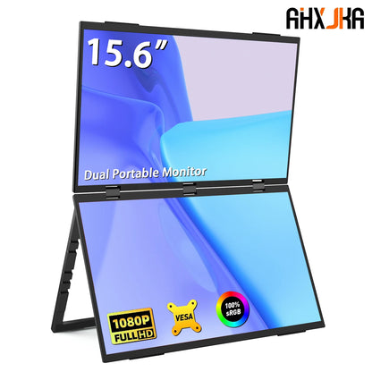 15.6" Dual Portable Laptop Monitor - 1080P FHD Stacked Screen Extender
