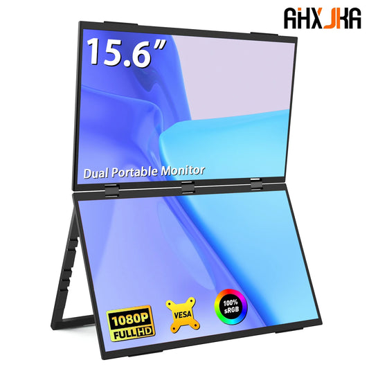 15.6" Dual Portable Laptop Monitor - 1080P FHD Stacked Screen Extender