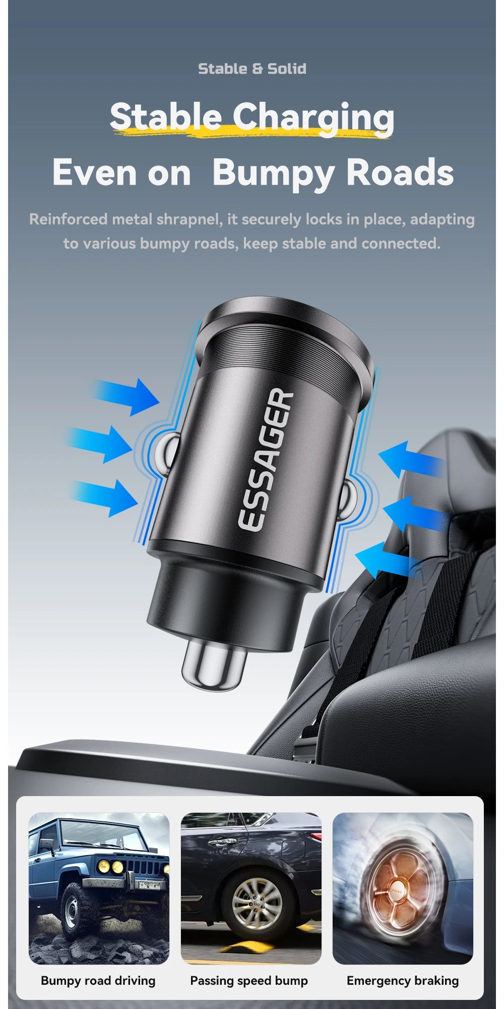 45W Dual Port Fast Car Charger - USB-C & USB-A PD Fast Charging Adapter - 15