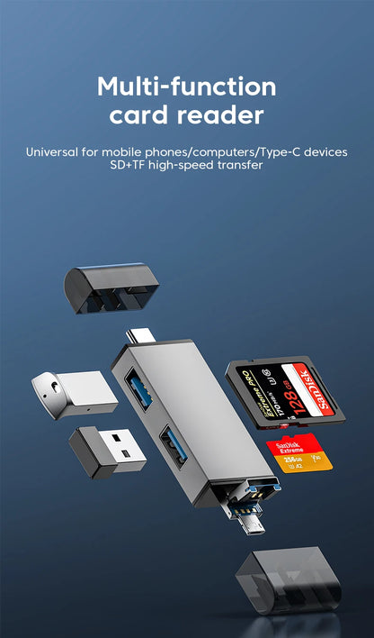 7-in-1 Universal USB 3.0 Memory Card Reader & Type-C OTG Adapter