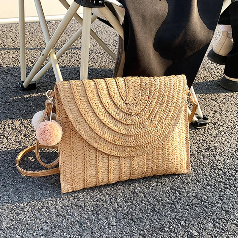 Luxury Woven Summer Straw Clutch