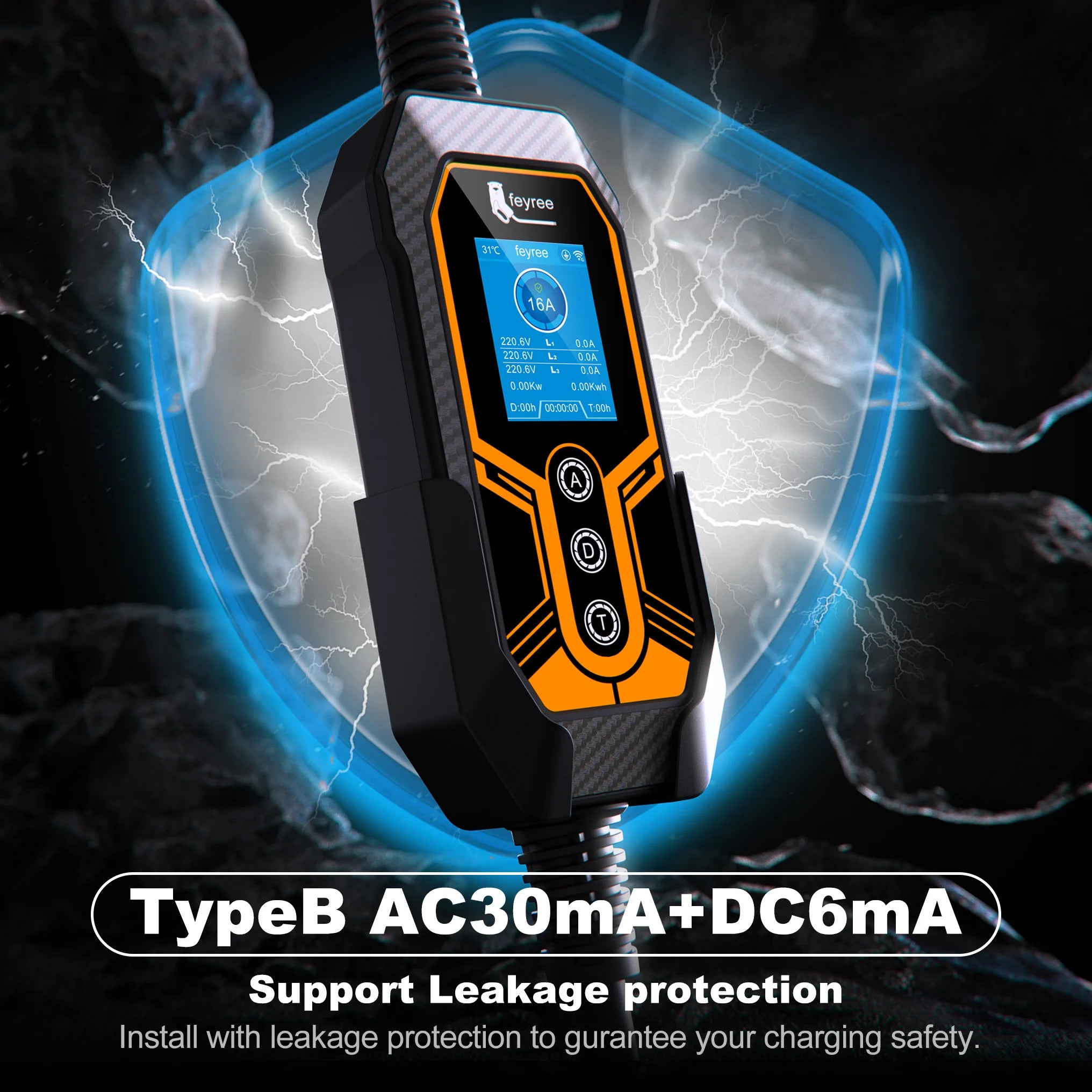 11KW Type 2 Portable EV Charger - 3 Phase Smart WiFi Charging Station - 21