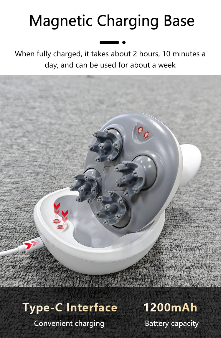 Electric Scalp Massager - Portable Waterproof Head & Body Kneading Device - 16