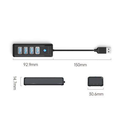 4-Port USB 3.0 Hub High-Speed Data Splitter for PC Laptop Desktop