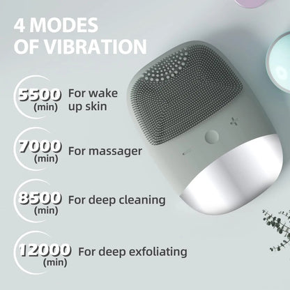 3-in-1 Electric Silicone Facial Cleansing Brush & Skin Massager