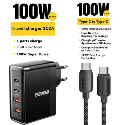 100W 4-Port USB-C Desktop Fast Charger for Laptops, iPhone, & Android